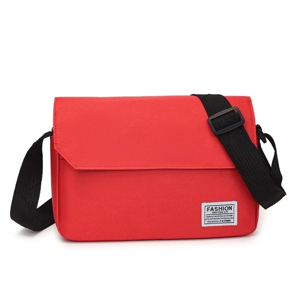 

Solid Color Men's Messenger Bag Large Capacity Minimalist Nylon Shoulder Bag Multi-pocket Adjustable Strap Crossbody Bag Hiking