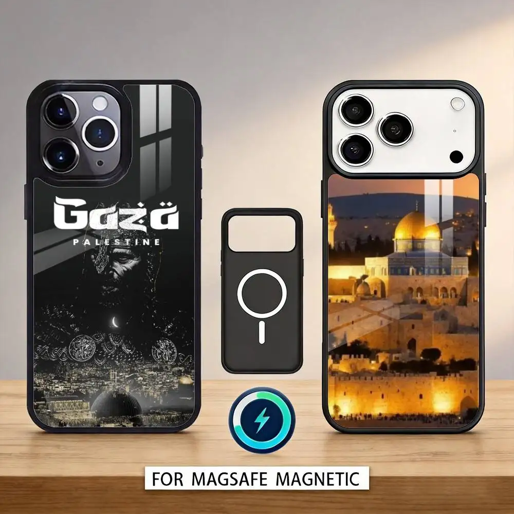

G-Gaza Night View Phone Case Magnetic For iPhone17 16 15 14 13 12 Pro Max For Magsafe Wireless Charging Cover