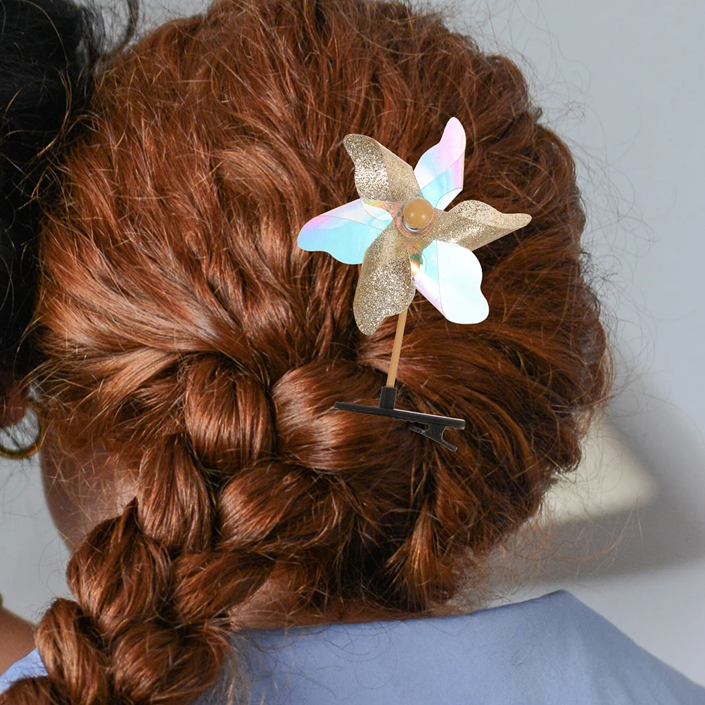 

16pcs Glitter Windmill Hair Clips Colorful Rotating Accessories for Girls Stylish Party Decorations Kids Hair Barrettes