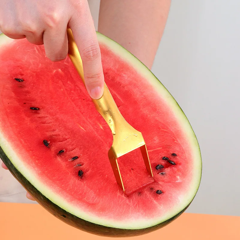 Stainless Steel, Multi-purpose, Double-headed Watermelon Spoon and Fork Cutter, Pulp Splitter