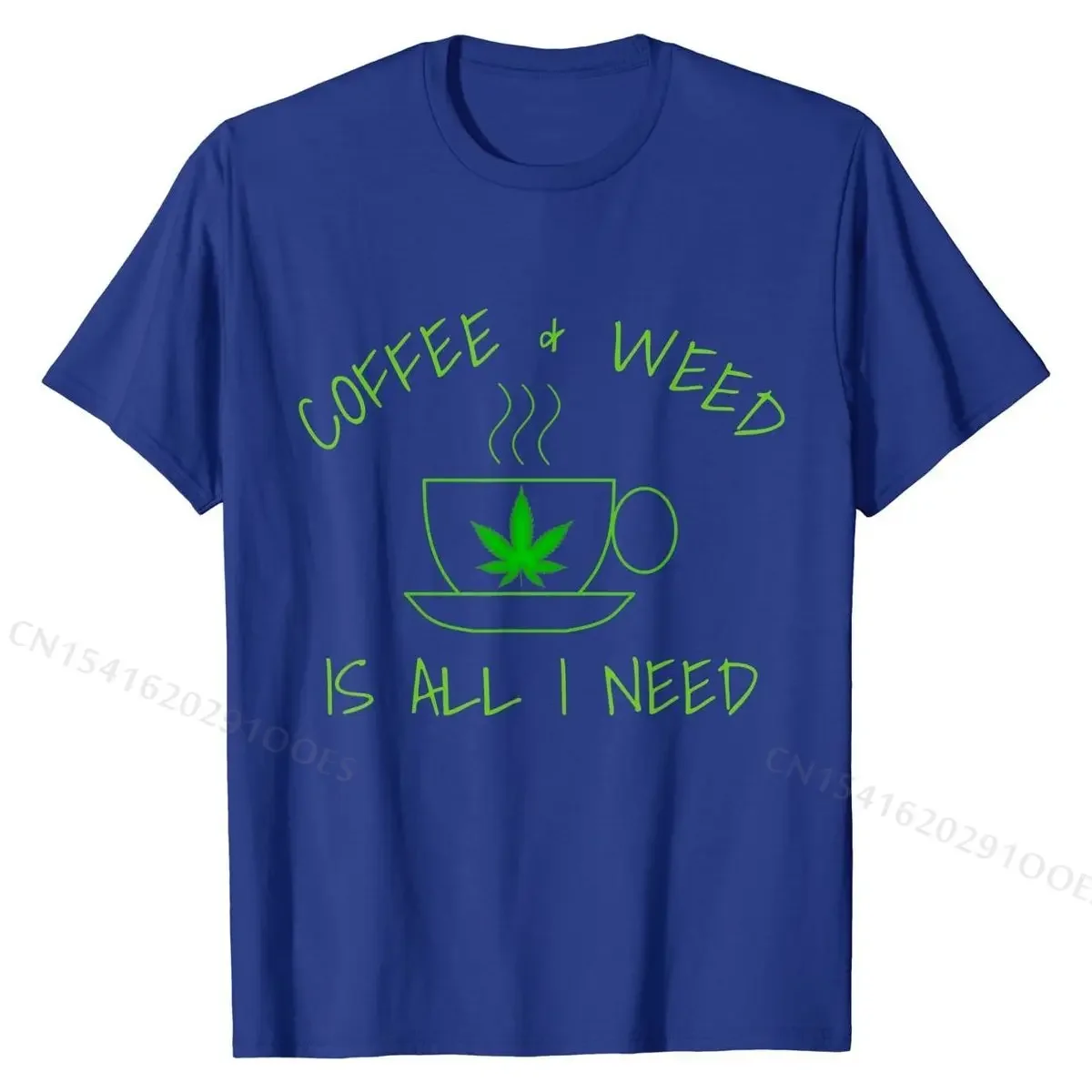 Coffee & Weed Is All I Need Love  Coffee Drinker T-Shirt Cotton Casual T Shirt Slim Fit Men's T Shirts Geek