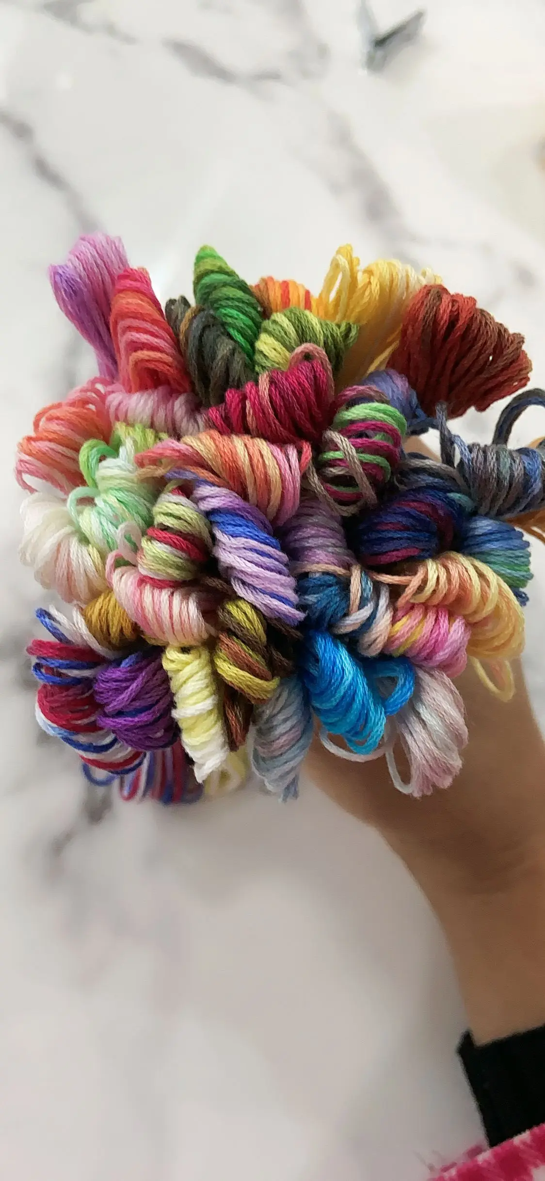 Cotton Embroidery Floss, Overdyed Cross Stitch, Color Variegated, 6 Strands, 8 m, 10 Colors per Set