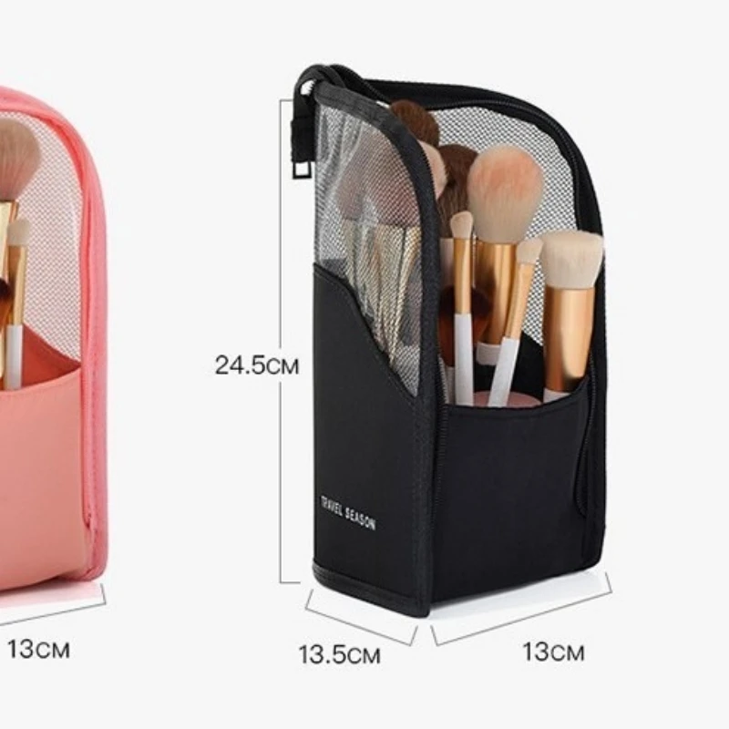 1 Pc Stand Cosmetic Bag for Women Clear Zipper Makeup Bag Travel Female Makeup Brush Holder Organizer Toiletry Bag