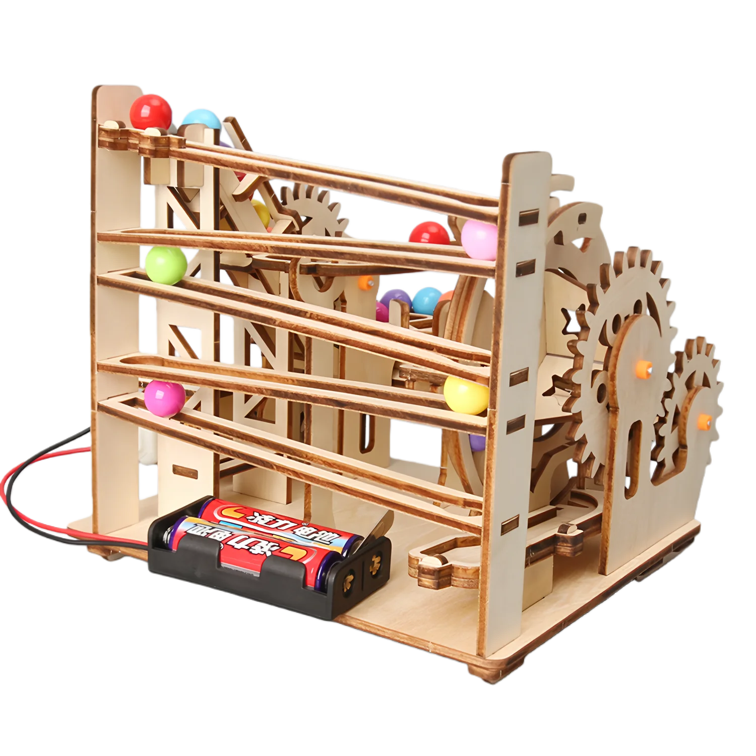 Track ball wooden jigsaw puzzle 3d model, handcrafted scientific experiment small make, assembly, educational toy gift
