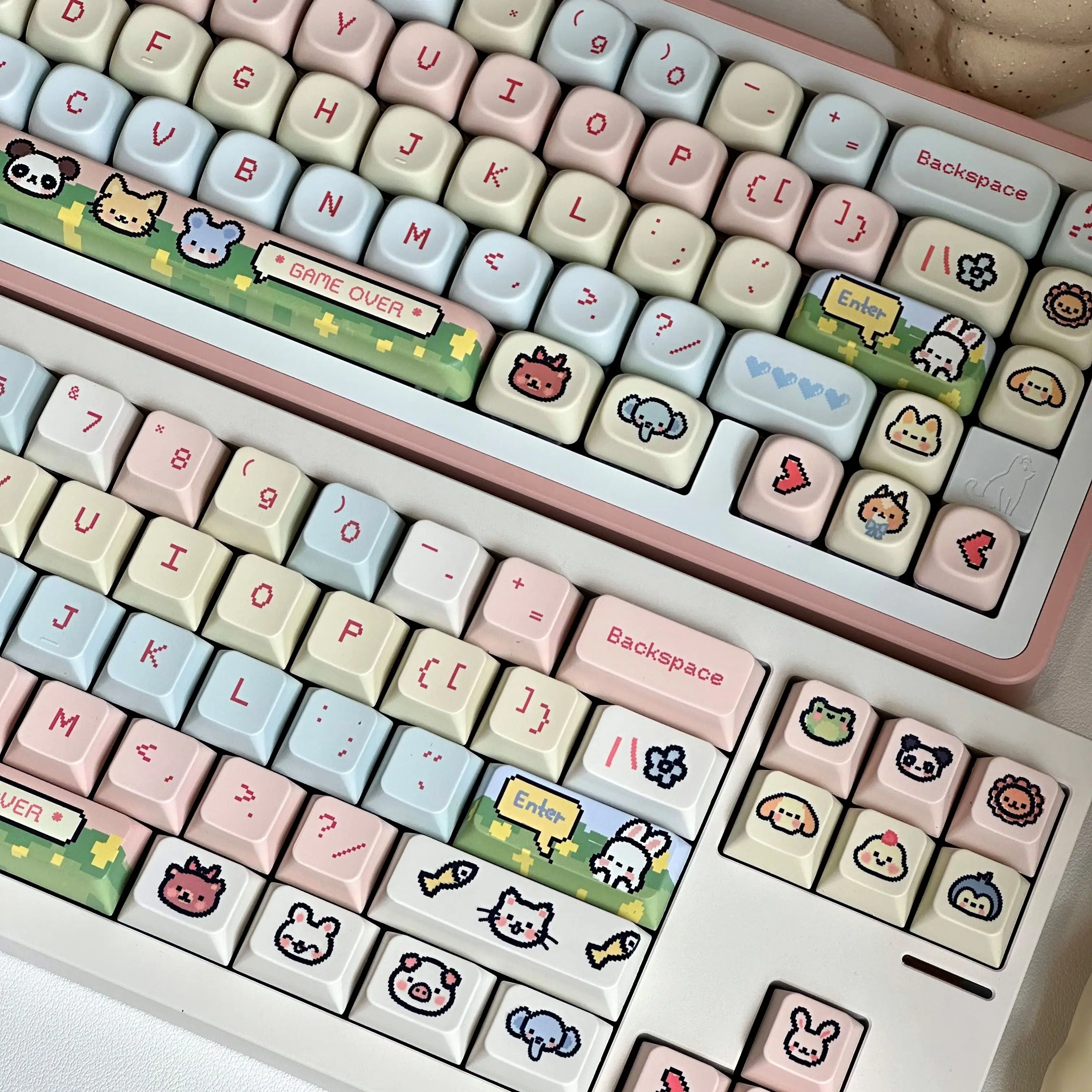 95/118 Keys Pixel Paradise Keycaps Game Cute Chreey/MOA Highly Sublimated High-value Gifts Custom Mechanical Keyboard Keycaps