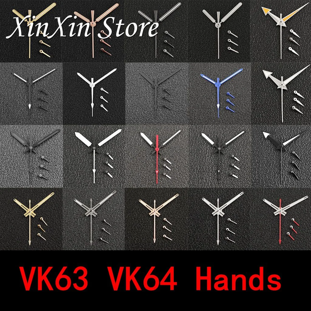 VK63 VK64 Watch Hands Set Multi Color Green Luminous Chronograph Hands For VK63 VK64 Quartz Movement Watch Mod Replacement Parts
