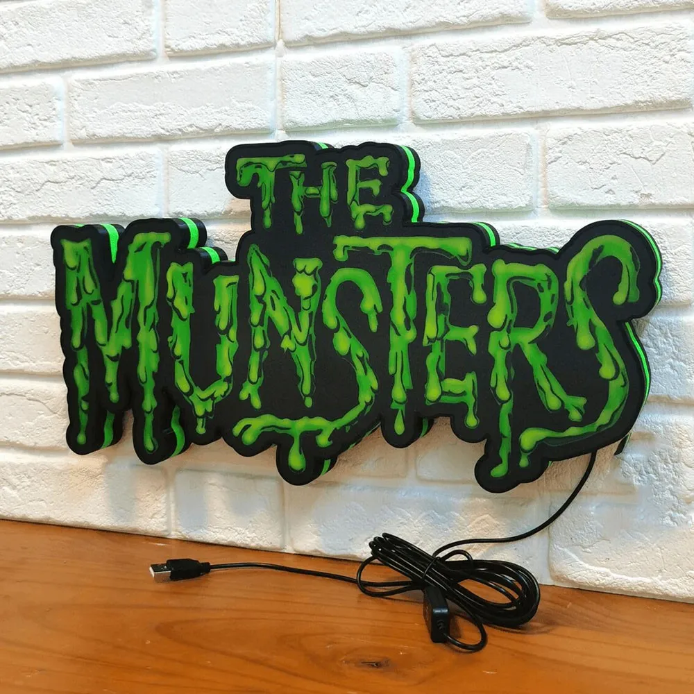 Custom The Munsters Logo Lightbox 3D Light LED Nightlight Custom Home Game Wall Decor Sign Illuminated Gaming Sign