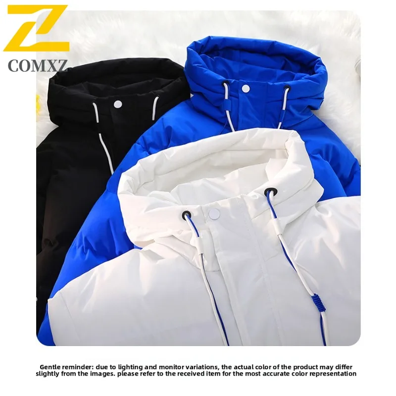 COMXZ Giacca da uomo con cappuccio Giacca trapuntata innevata da viaggio leggera coreana alla moda 2025 Cappotto imbottito caldo di alta qualità per esterni