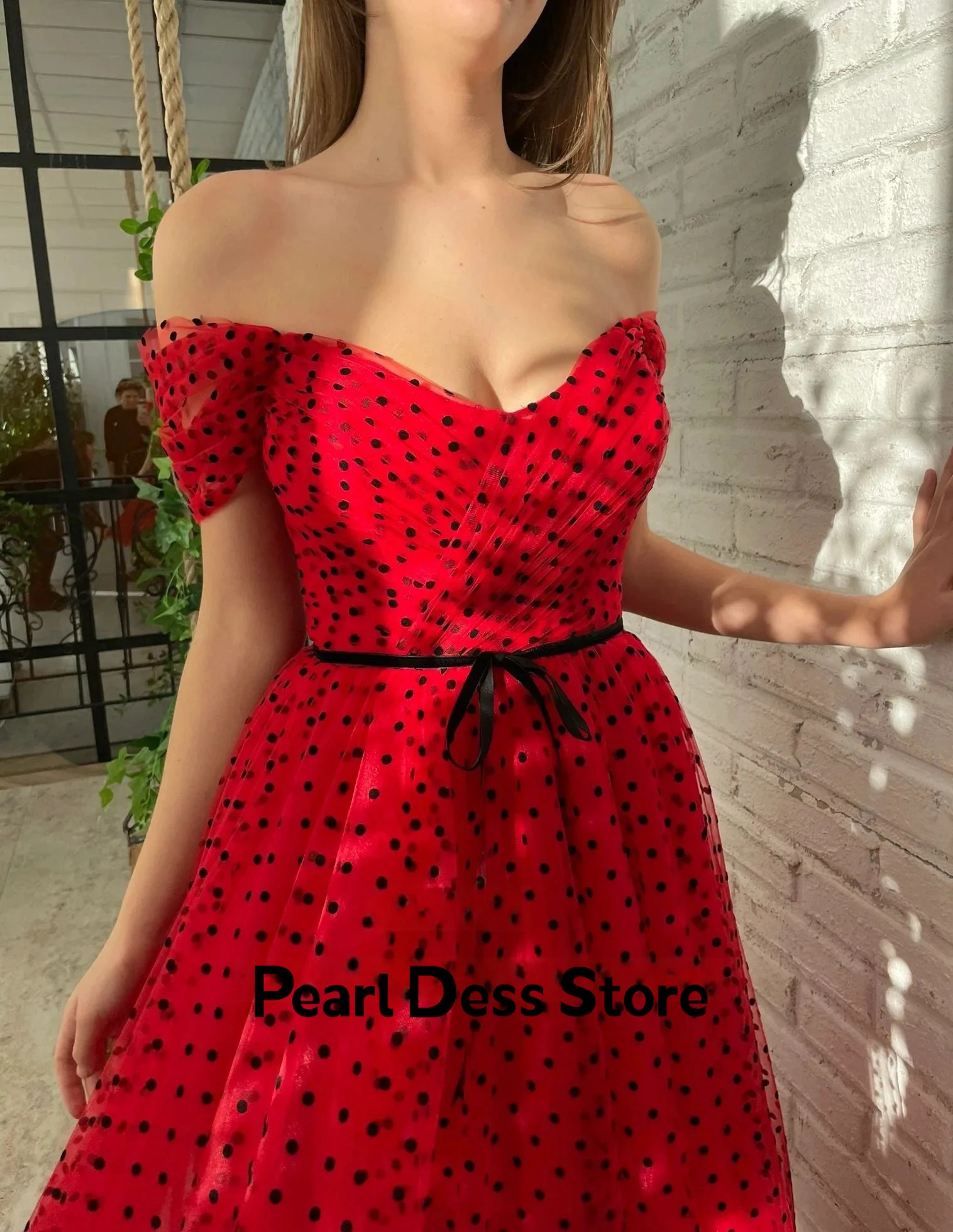 Red and black sheer dance party dress for women, ankle length formal return to school dress, pleated evening dress