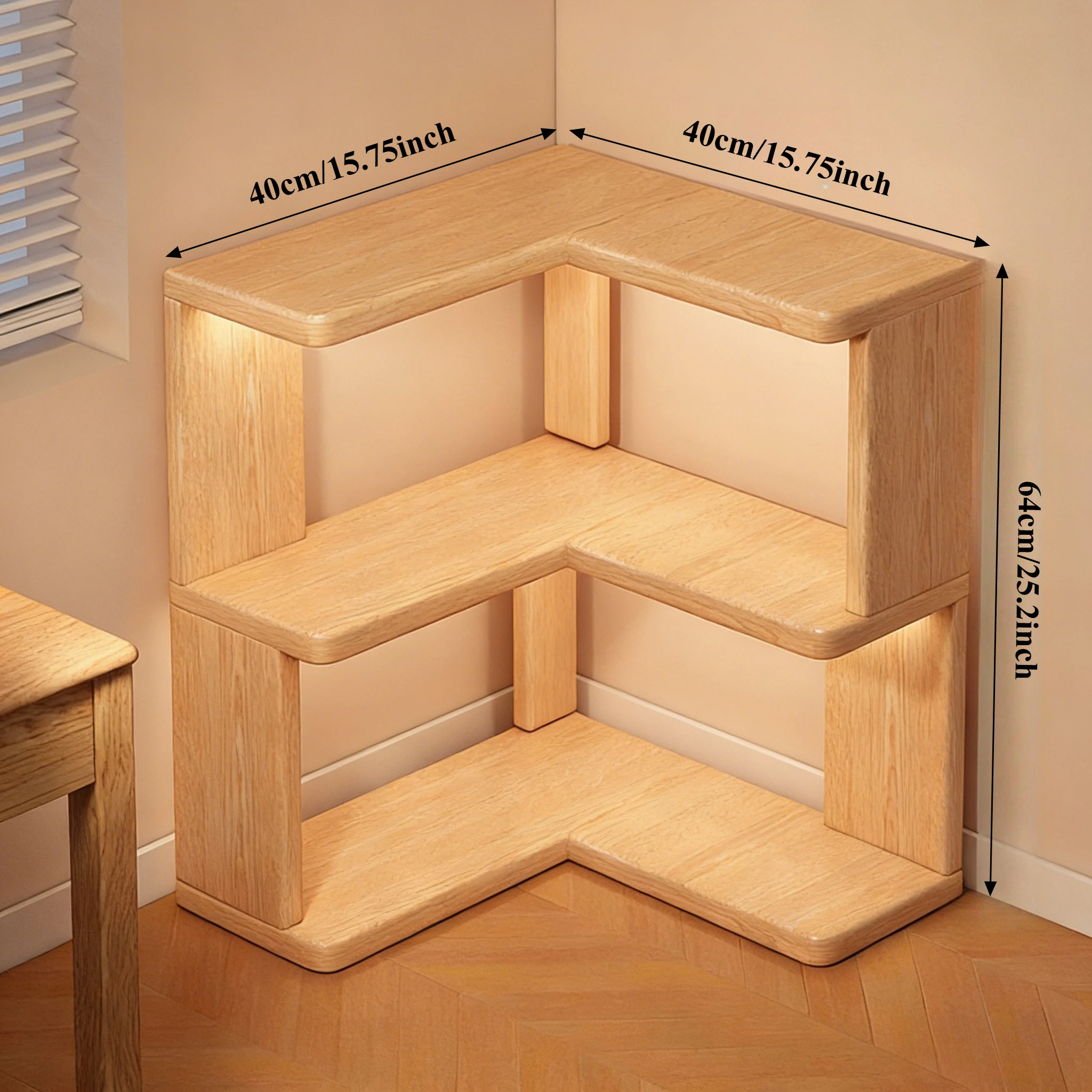Bibliothèque d'angle en bois multicouche, armoire d'angle, étagère de rangement au sol, étagère de r