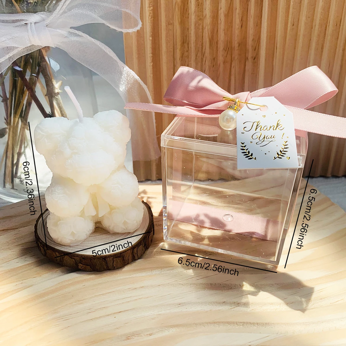 6pcs White Bear Candles Souvenirs With Gifts Box Freesia Scent Aroma Candles Home Decor For Baby Shower Wedding Gift For Guests