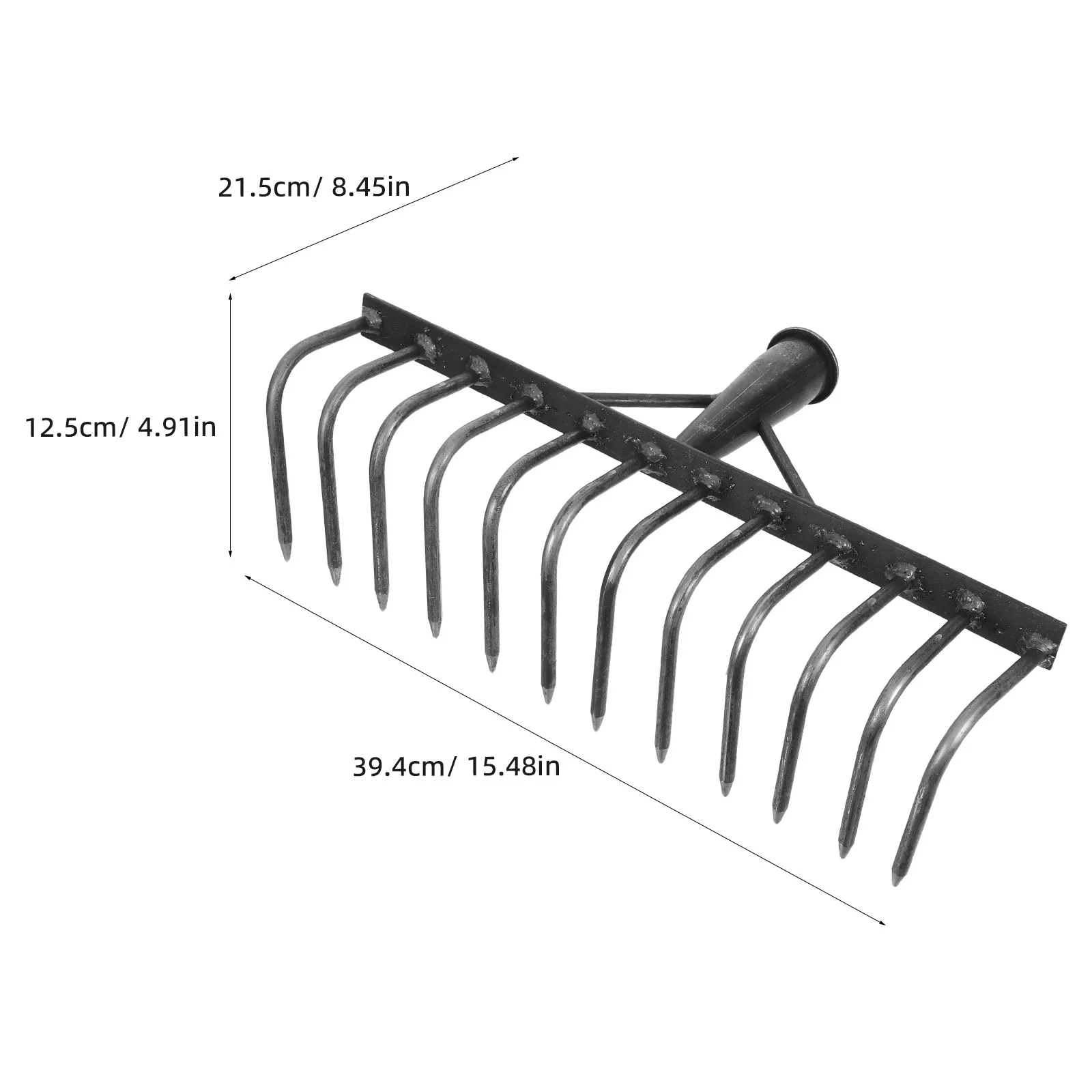 Heavy Duty Carbon Steel Garden Rake Head Farm Tool Replacement for Soil Loosening Gardening Yard Work