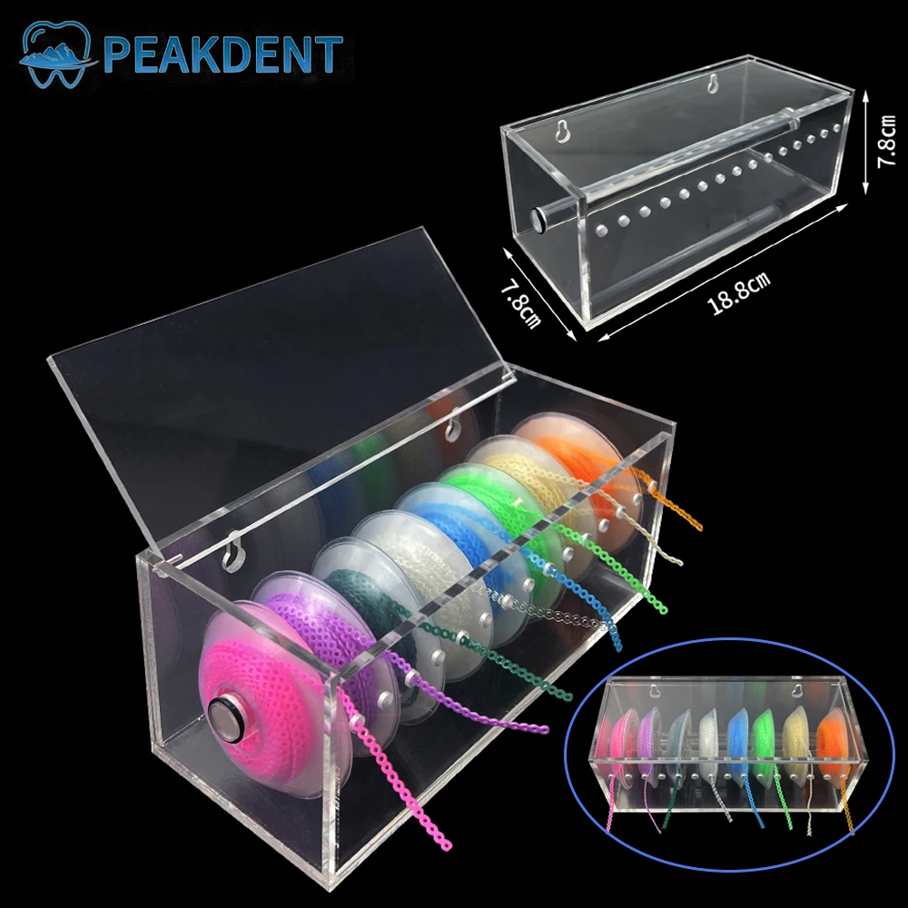 

1Box Dental Arcylic Dispenser Power Chain Placer Box Orthodontic Ligature Tie Organizer Ortho Elastic Chain Storage Holder