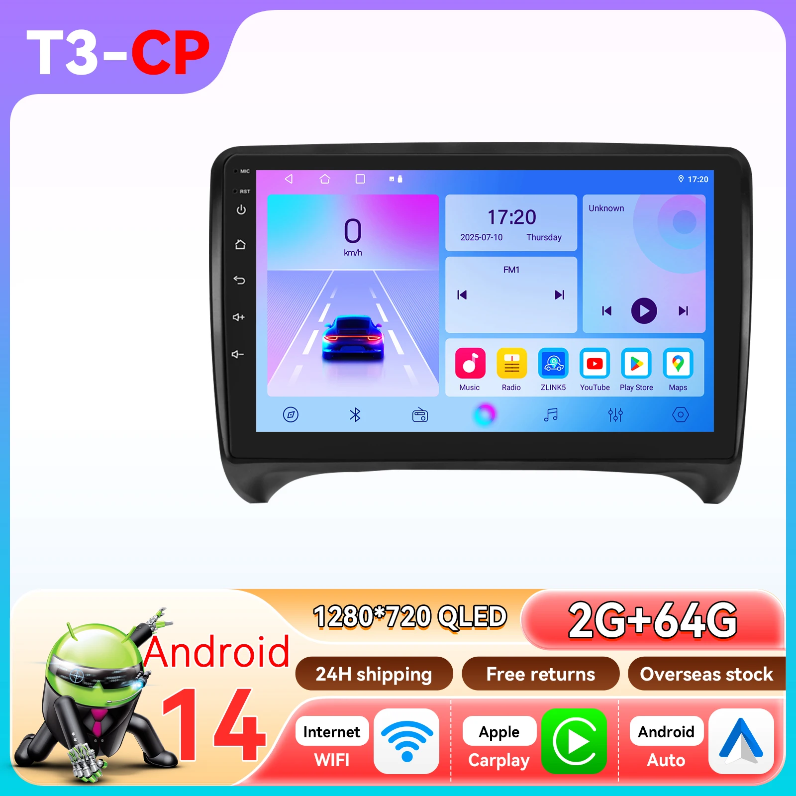 CarPlay Android Auto Radio voor Audi TT MK2 8J 2006 - 2014 Auto Multimedia Speler 2DIN Intelligent systeem GPS 360 Camera 4G Wifi