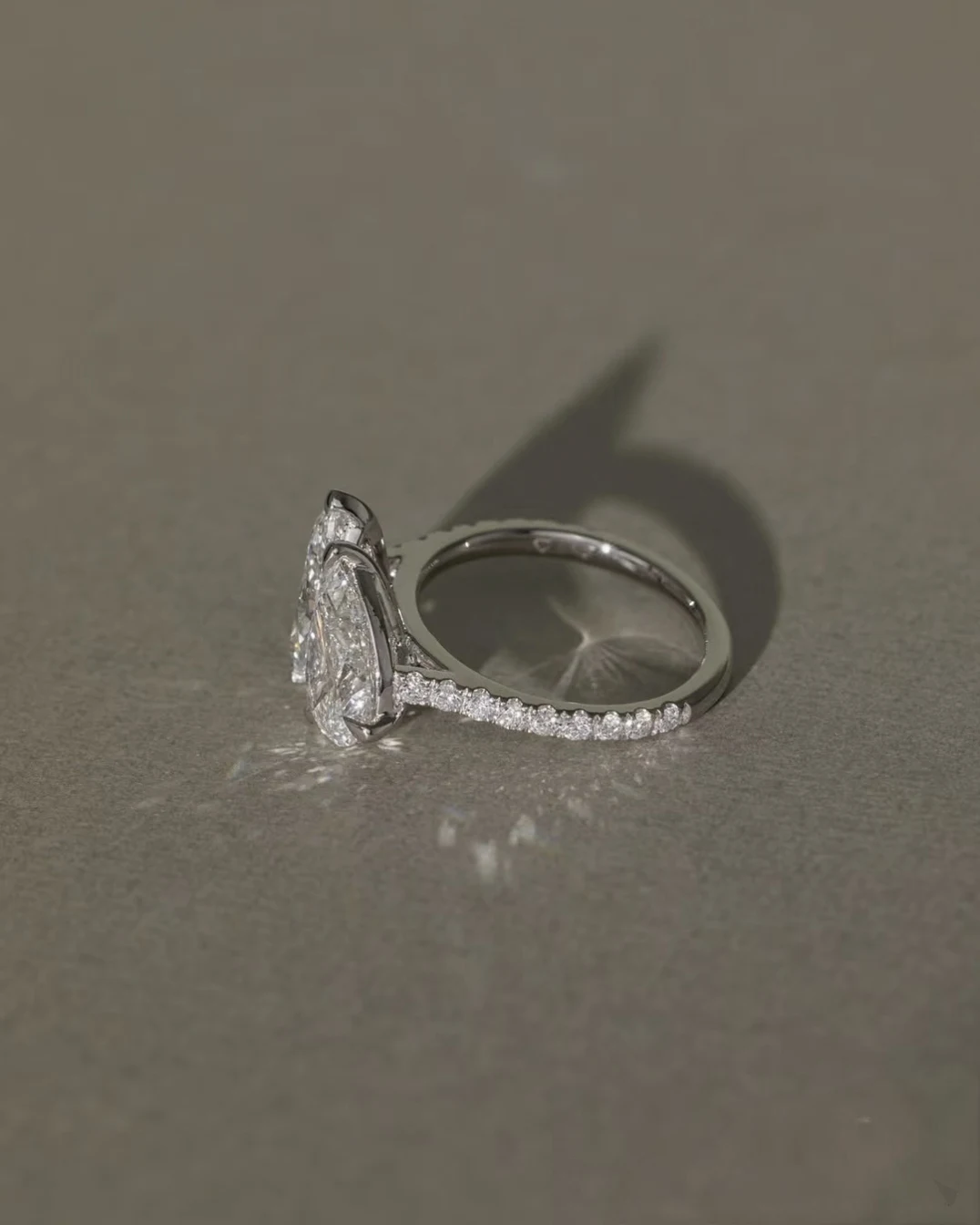 Custom Double Moissanite & Diamond Ring Set with Certificate, 18K 14K PT950 Designer Wedding Bands for Proposal Anniversary Gift