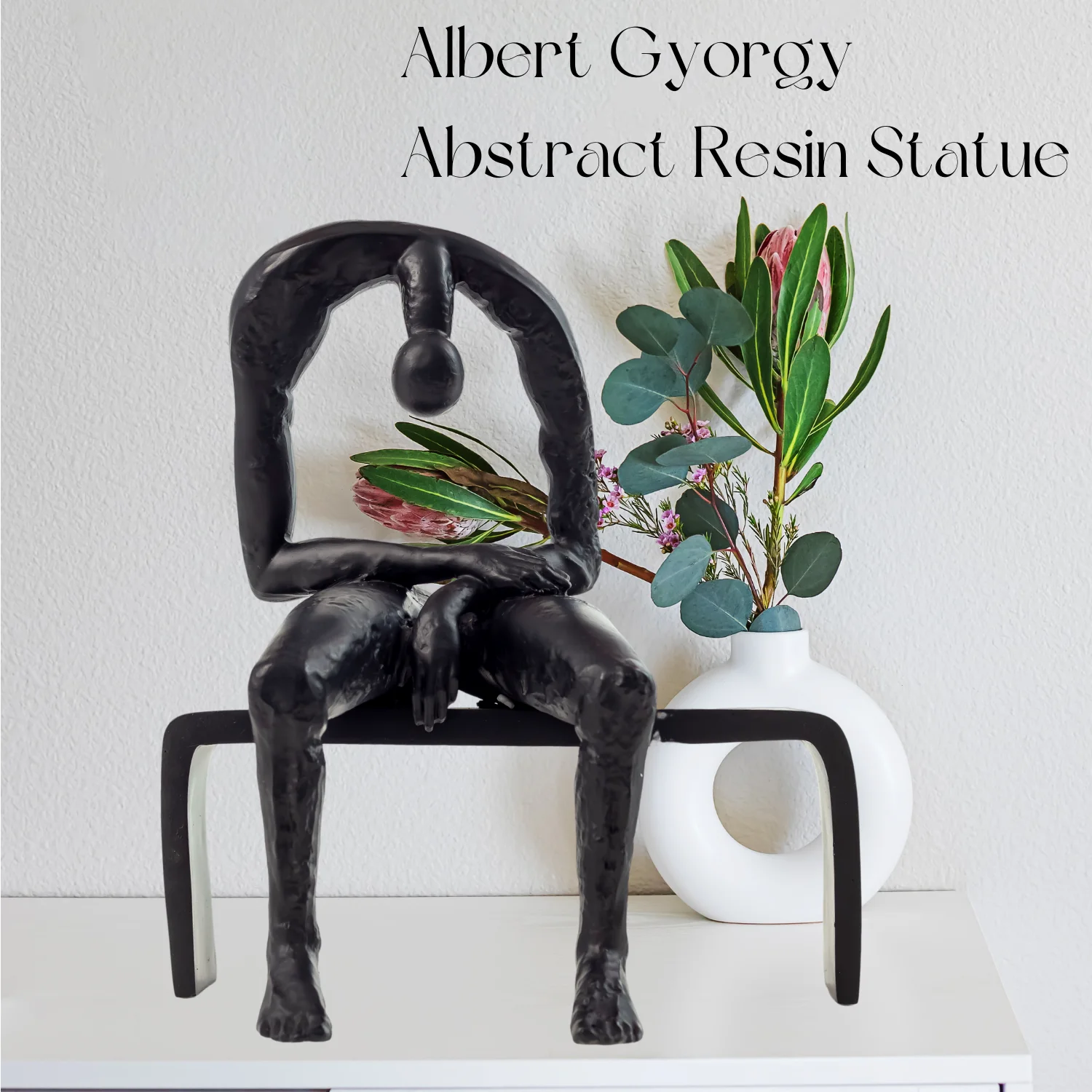 

25cm Antique Melancholy Sculpture Albert Gyorgy Abstract Resin Statue Handmade Art Crafts For Home Desktop Decor Ornament Gifts