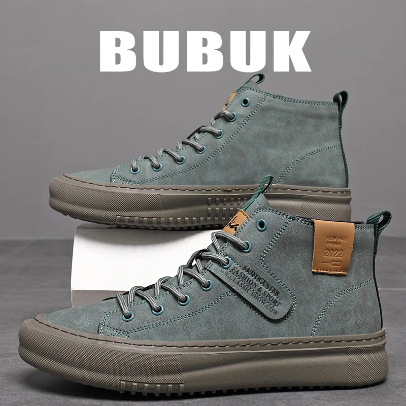 Bubuk High-Top Side-Zip Men's Casual Sneakers, Versatile Men's Shoes for Commuting, Shopping, Dating, and Travel, Thick-Soled Trendy Shoes for Autumn and Winter