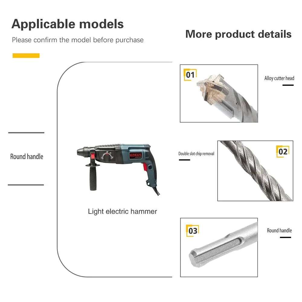 1Pcs Cross Tips Concrete SDS Plus Drill Bit 4 Cutters Round Shank Electric Hammer Drill Bit 4/5/5.5/6/8/10/12mm Impact Drills