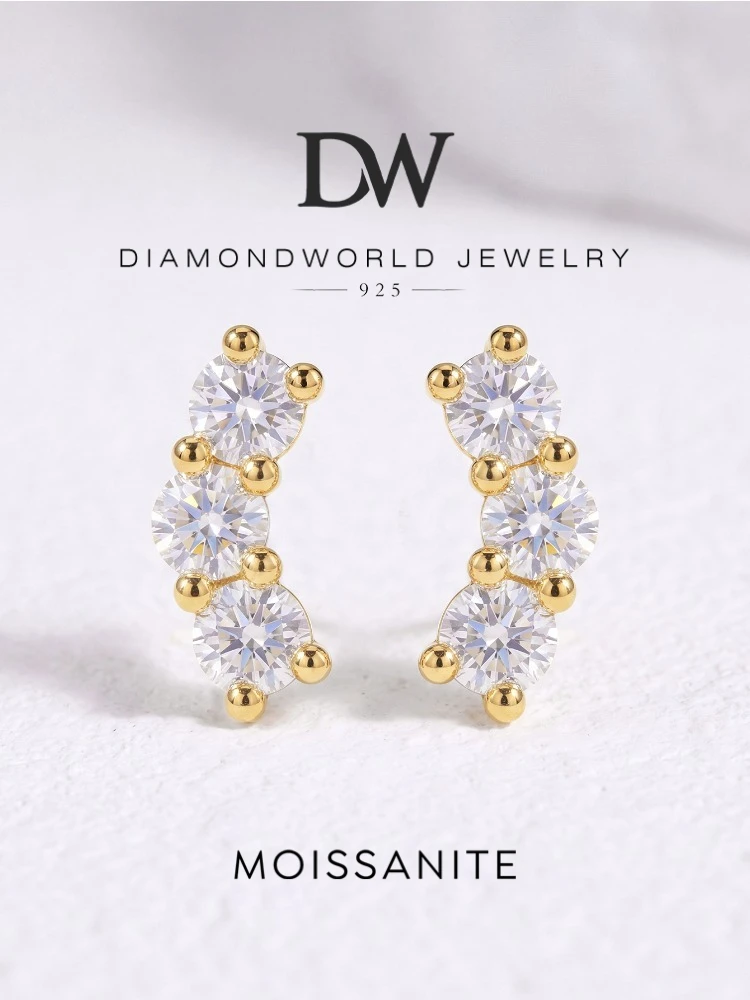 Shiny 0.6CT Curve Real Moissanite Diamond Earrings For Women Real 925 Sterling Silver Gift Dating Party Fine Jewelry