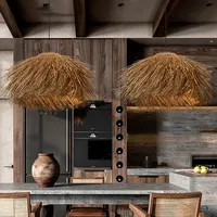 Japanese retro rattan straw hat LED pendant light used for ceiling shop bar living room attic room decoration glossy finish