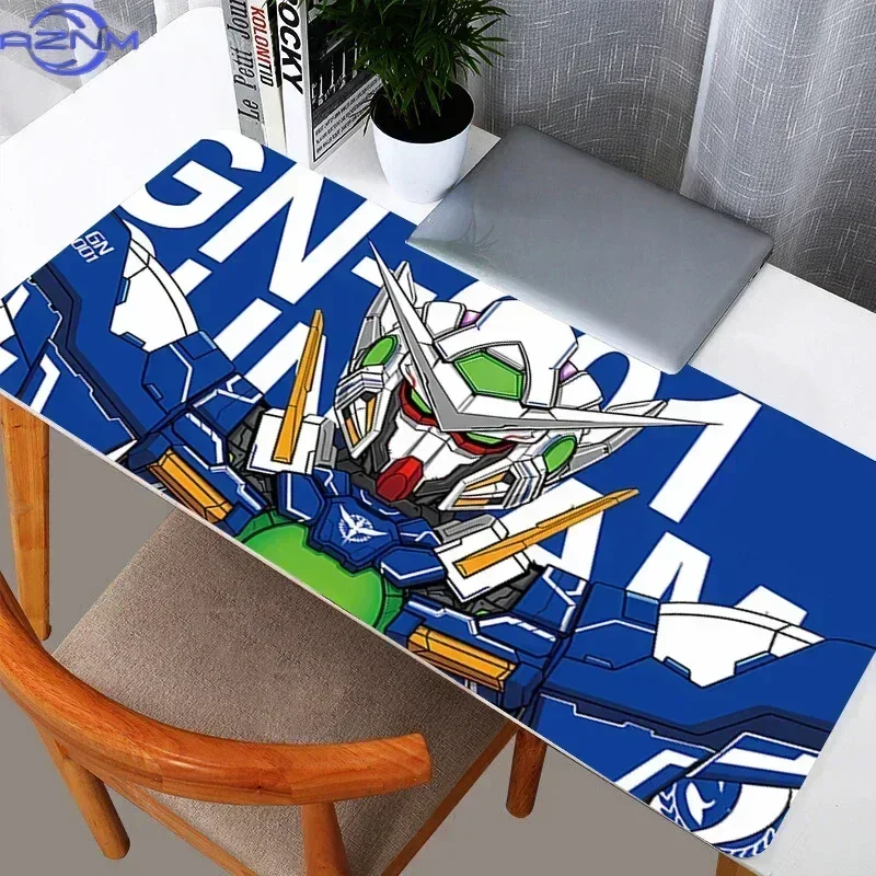 Gundam Exia Anime Mouse Pad, Rubber Non Slip Gaming Desk Mat, Blue Background Mecha Portrait HD Print Mouse Pad, Smooth Surface