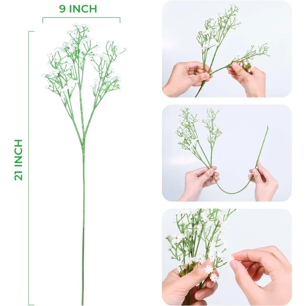 White 60cm Babies Breath Artificial Flowers Plastic Gypsophila DIY Floral Bouquets For Handmade Wedding Party Home Decoration - view 6
