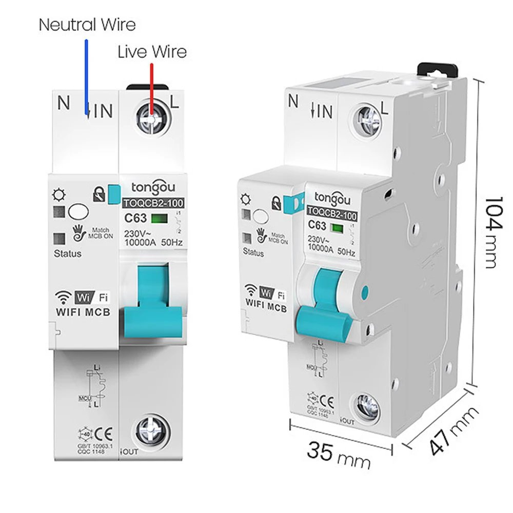 Tuya WiFi Smart Circuit Breaker with Auto Wireless Interruptor Smart Metering Circuit Breaker with Timer Remote Control Switch