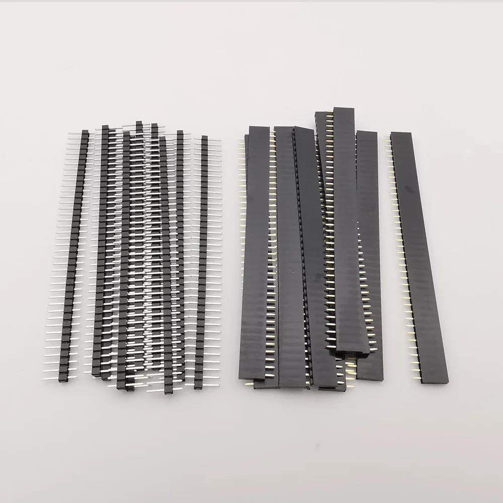 10Pcs 2.54mm 40Pin Single Row Male and Female PCB Socket Board Header Strip Connector For Arduino DIY Black