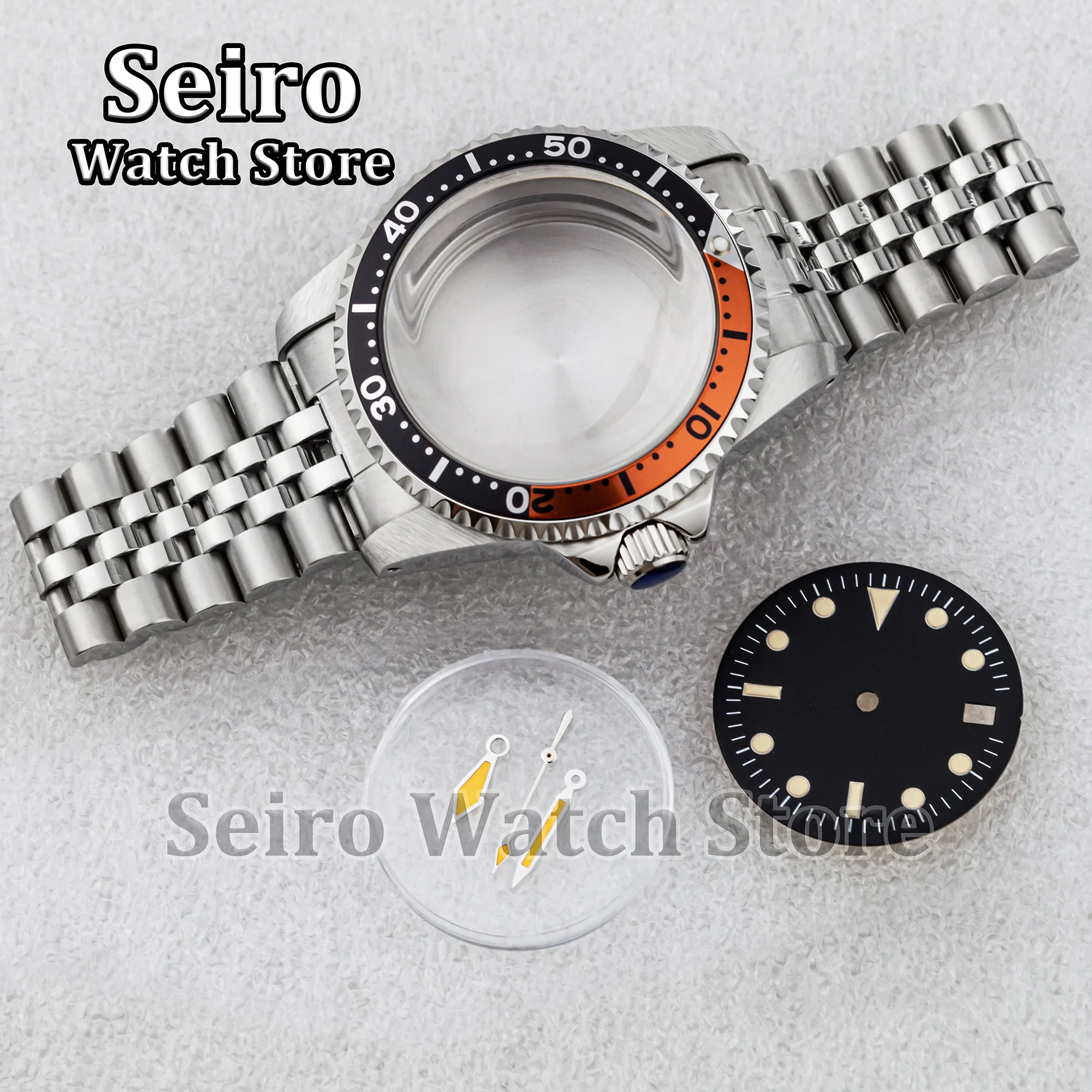 

Vintage Restro 39MM Watch Case Jubilee Strap Arcylic Bubble Glass 28.5MM Dial Luminous Hands for SUB GMT NH35 NH36 Movement