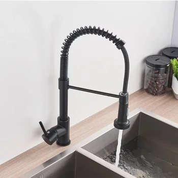 Matte Black Pull Down Kitchen Faucet Chrome Dual Modes Nozzl...
