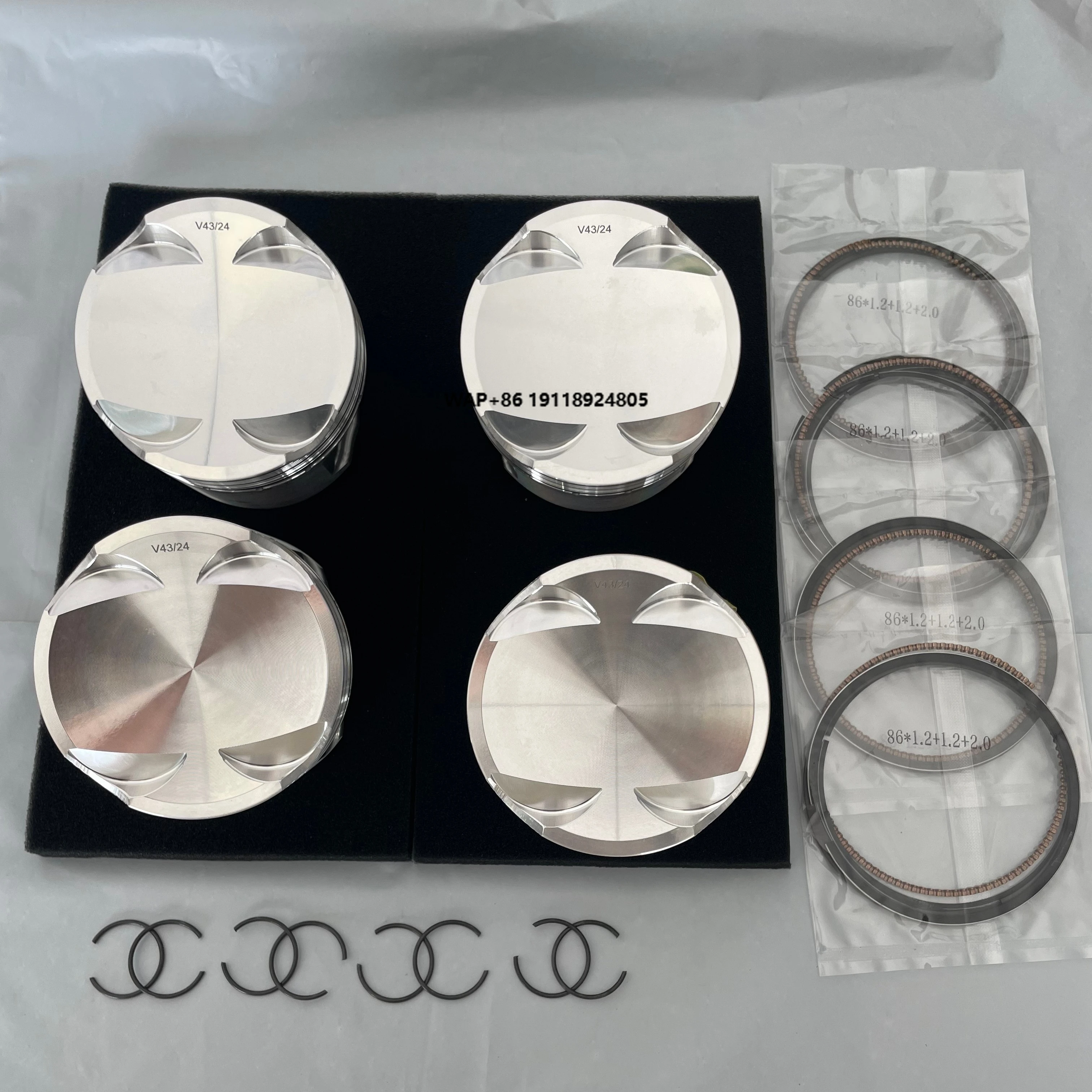 

4032 Aluminum Alloy Forged Piston Set with Pin and Rings for 4G63 EVO Performance Cyl 86mm Cr 9.0 Ch 35mm