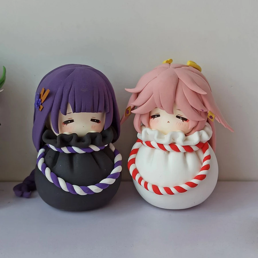 Game Impact Keadehara Kazuha Steamed Stuffed Bun Shape 7cm Anime Figure Kawaii Toy Q Figural Clay Making Model Gift Keychains