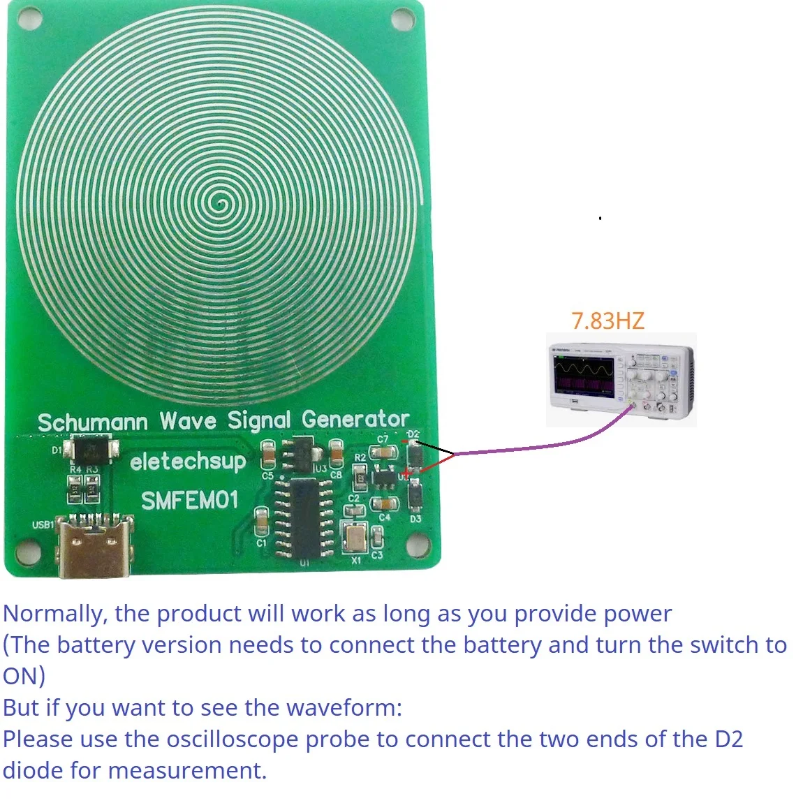 Mini Schumann Resonances 7.83Hz Pure Sine Wave Ultra Low Frequency SR Signal Generator Audio Resonator External BatteryAvailable