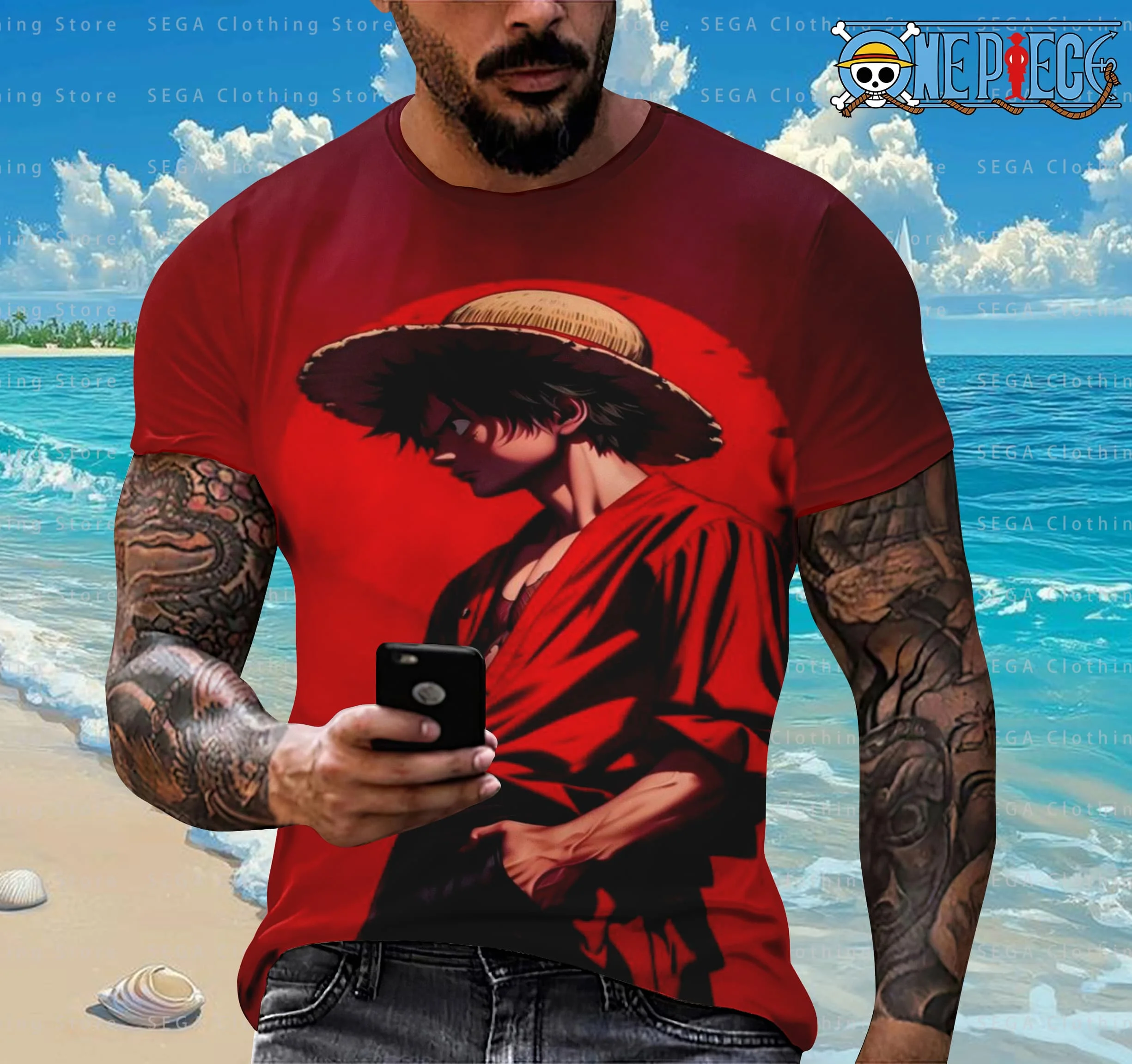 

2025 One Piece Fifth Gear Luffy 3D Printed T-shirt Summer Men's Street Casual Large Size Short Sleeve Tops Kids Cartoon Tshirt