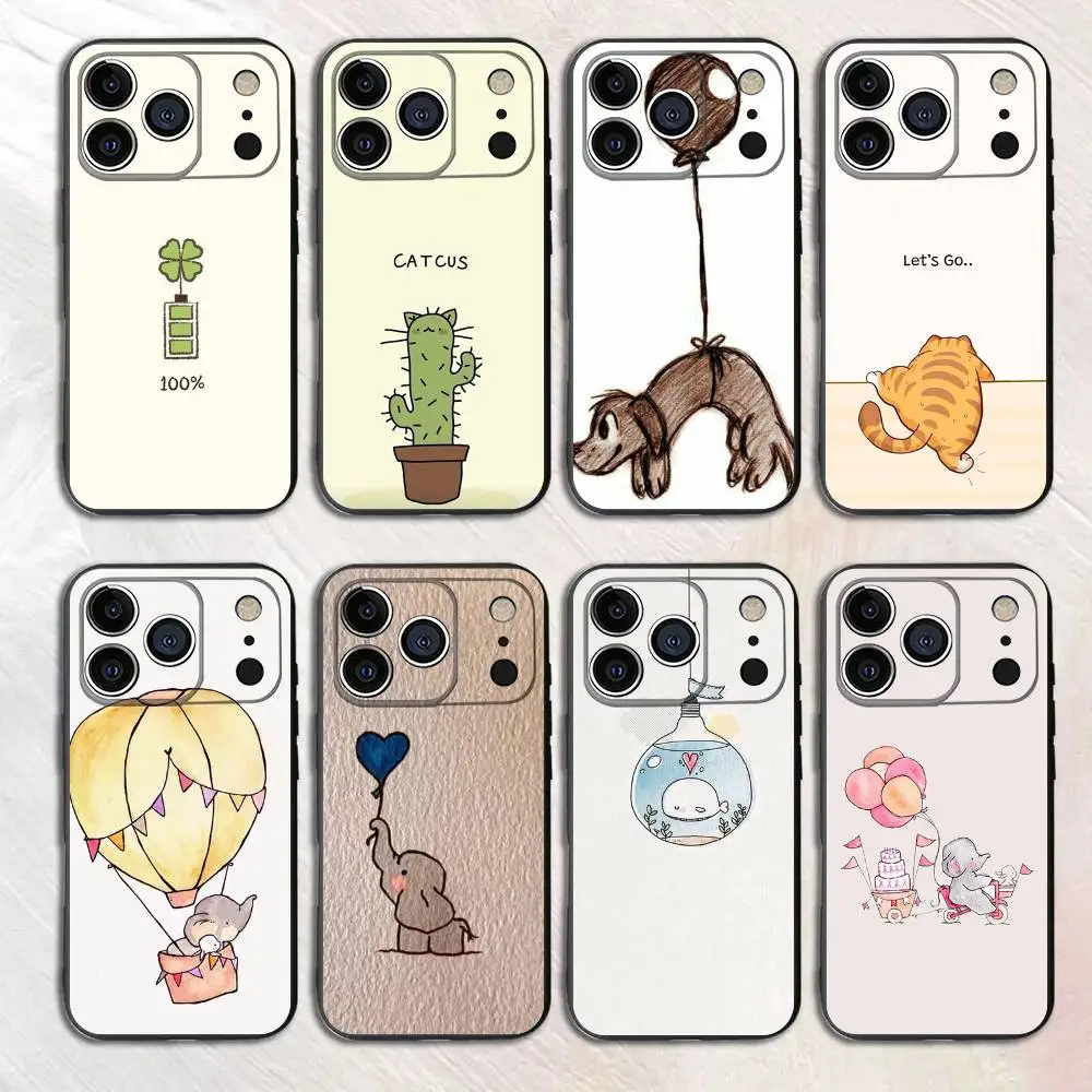 

Cut Drawings Black Matte Phone Case For iPhone 17,16,15,14,13,12,13,12,11 Pro Max Plus mini XS XR Silicone Soft Back Cover