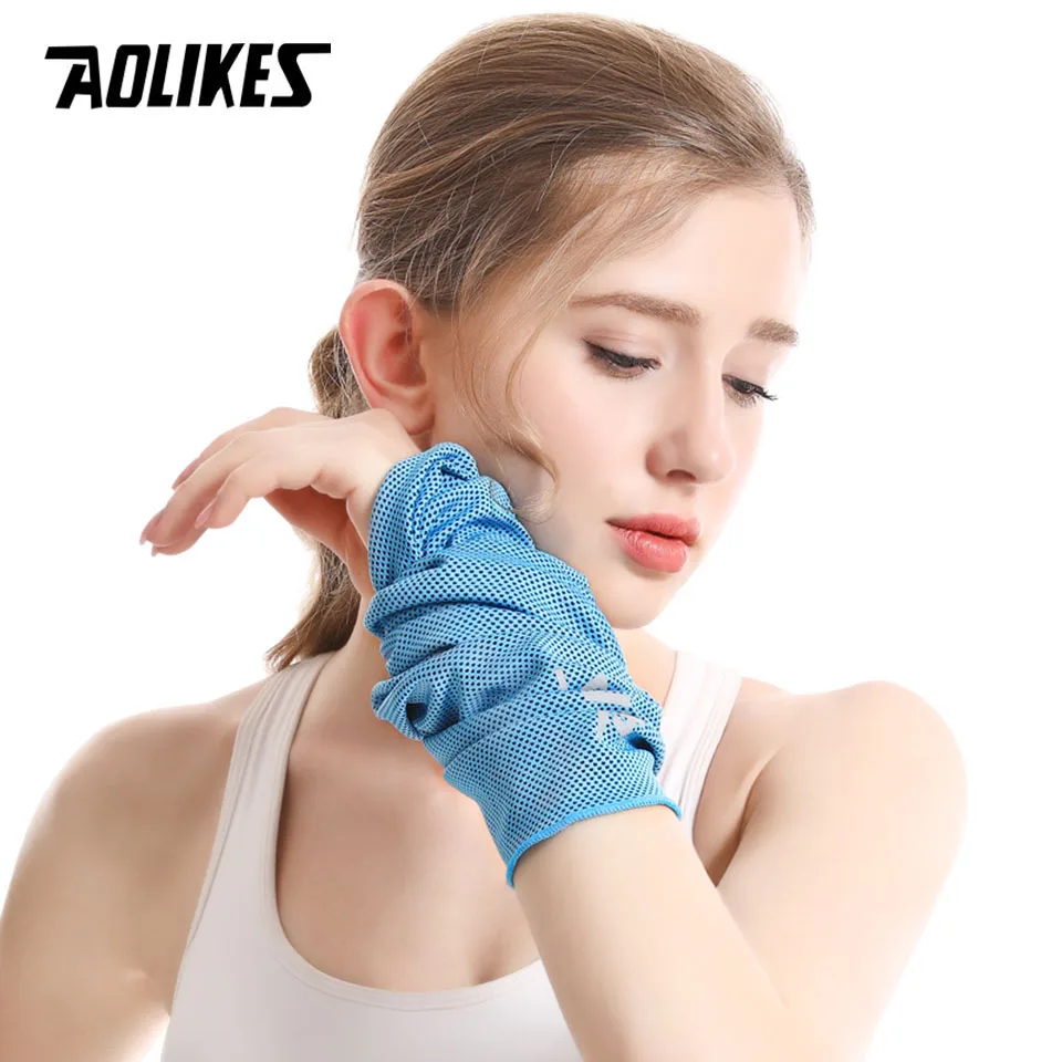 AOLIKES Cooling Sports asciugamano Protector polso Quick Dry Cooling Yoga Sweat Wipe Ice Fitness Outdoor Portable Sweat Absorber