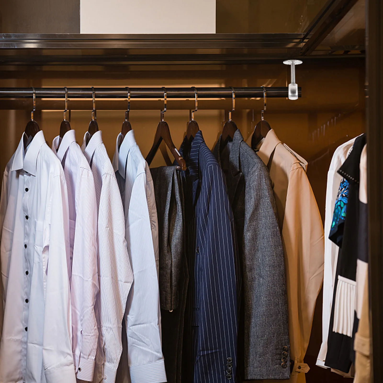 

8pcs Ceiling Mount Brackets Heavy Duty Curtain Rod Support Wardrobe Pole Holder Stainless Steel Closet Rod Bracket Noise