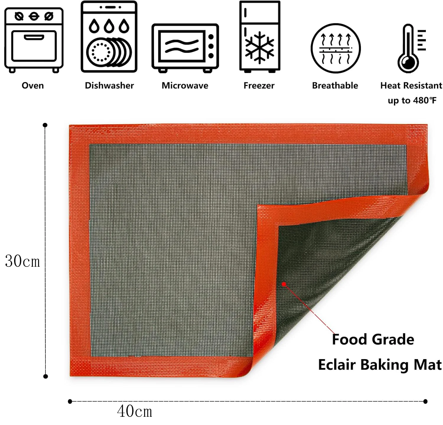 Food Grade Silicone Baking Mat 30x40cm Reusable Non Stick Oven Sheet For Macaron Pizza Cookie Baking
