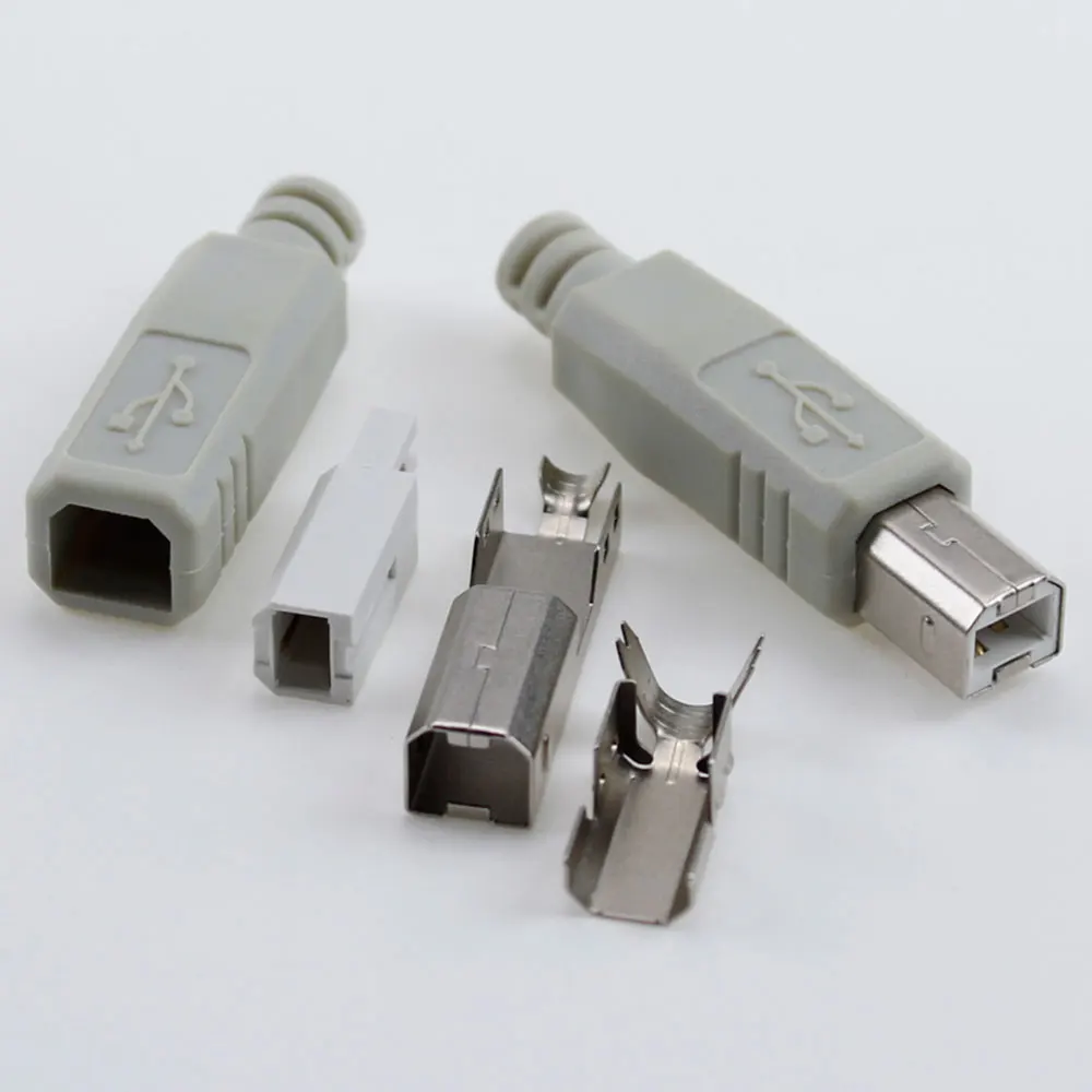 1 szt. DIY męski Port drukarki złącze adaptera USB 2.0 typ B 2 Pin gniazdo DIY wtyczka plastikowa powłoka lutownicze 4 w 1