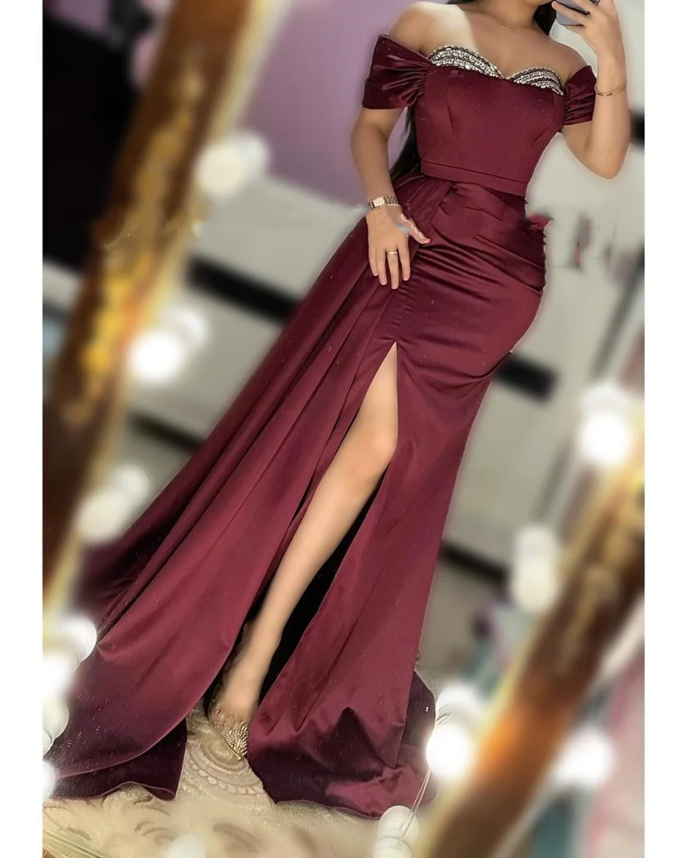 

Customized Sexy A-line Off-the-shoulder Midi Dresses Prom Dresses Classic Exquisite Modern Style Pastrol Unisex Chinese Style Fo