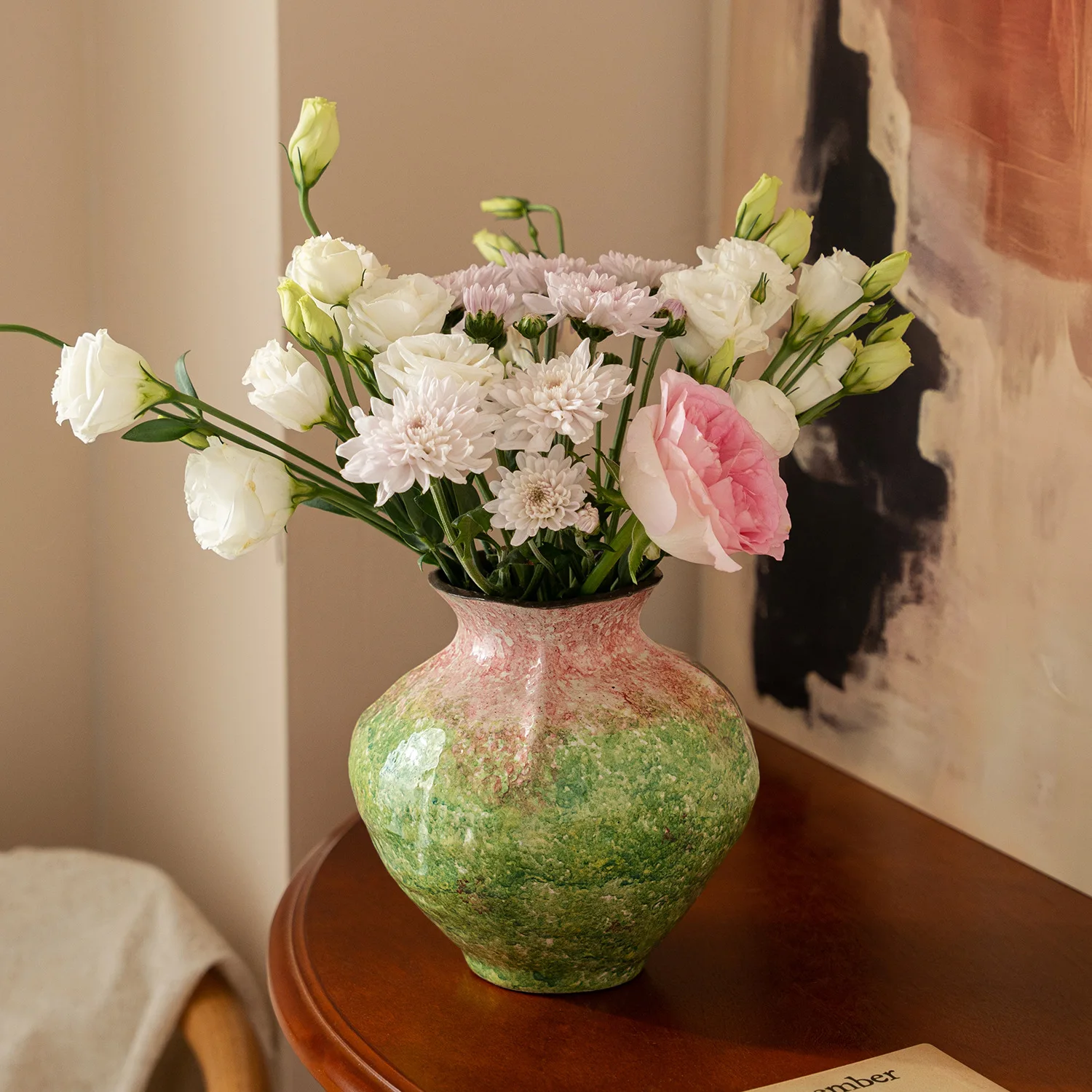 Customizable Ceramic vase ornament, flower arrangement in living room, high-end French antique art, dining table decoration,