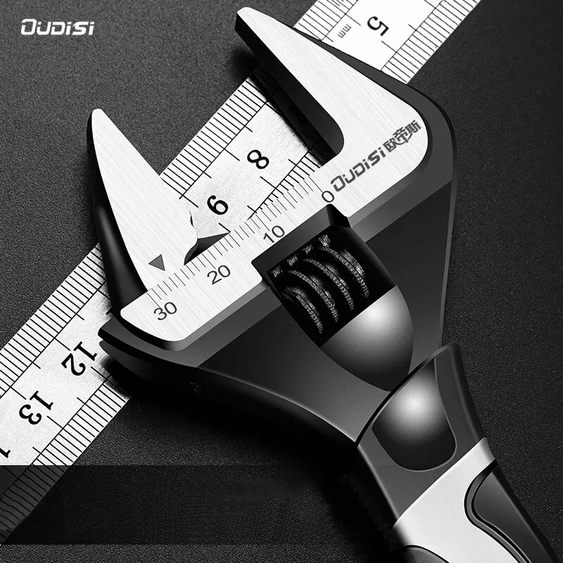 OUDISI Short Handle Large Opening Bathroom Wrench Adjustable Wrench Stainless Steel Universal Wrench Mini Nut Key Hand Tool