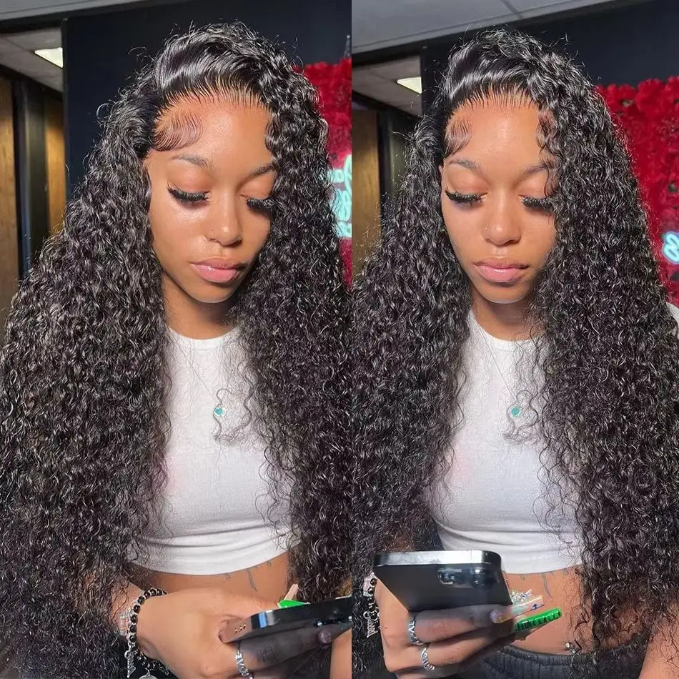

30 40 Inch Loose Deep Water wave Frontal Wigs hd Transparent lace wig 13x6 human hair Curly Wig For Women choice Pre Plucked