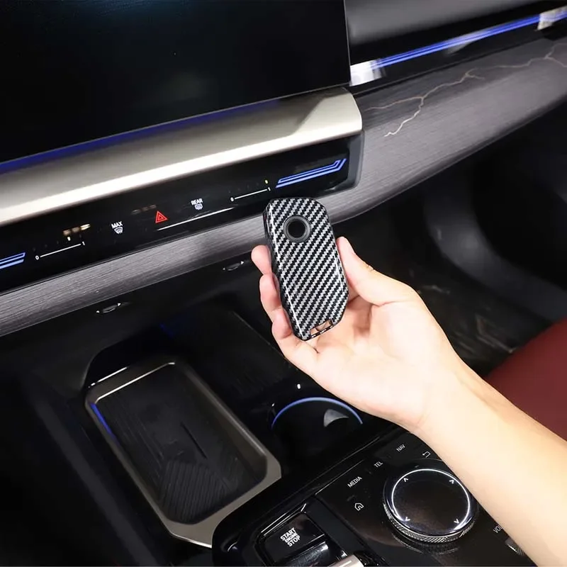 

For BMW x1 u11 7Series i5 i7 iX X1 X5 X6 X7 XM 2024+ ABS Carbon Fiber Car Key Decoration Case Sticker Car Protection Accessories