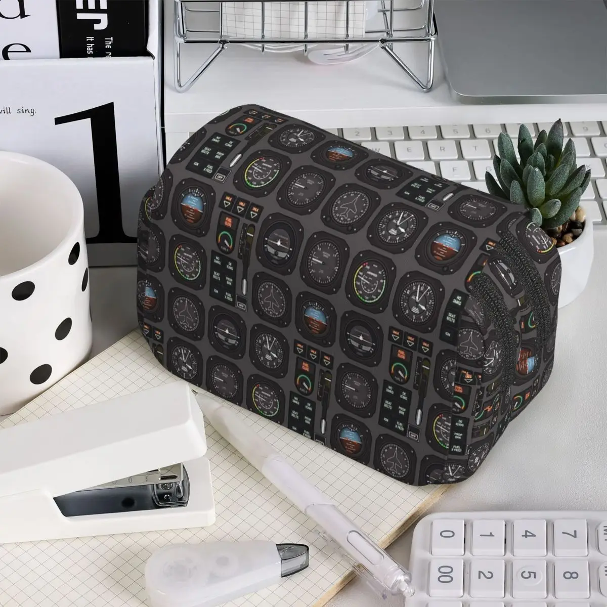 Pilot Flight Instruments Pencil Case for Boy Girl Gifts Pen Box Pencil Bag Stationery Supplies Pen Holder Bag