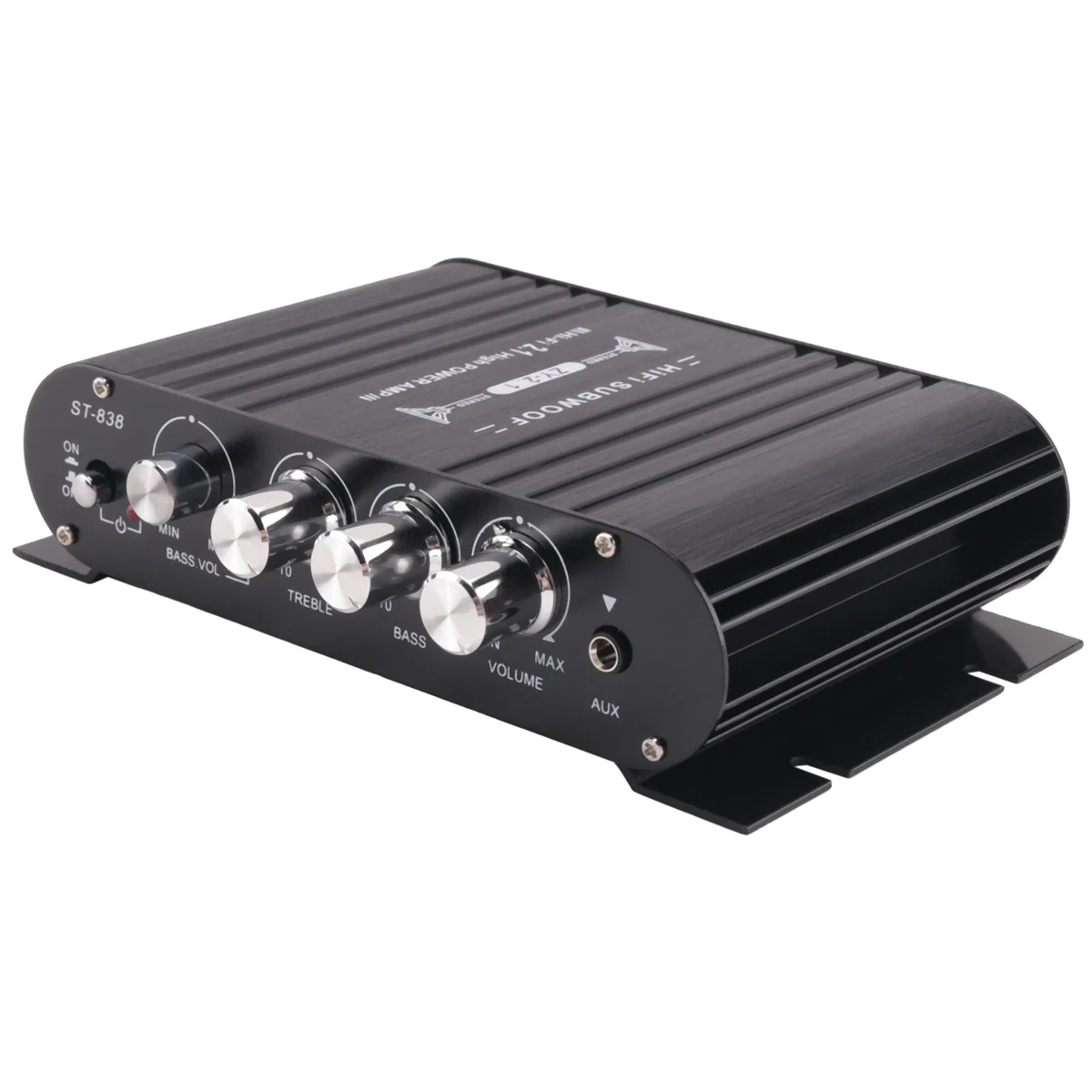 A003 -838 Amplificatore HIFI 2.1 canali Car MP3 Mini Amp Ingresso AUX Regolazione dei bassi alti e bassi Amplificatore Super Bass 20Wx2 + 40W
