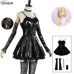 Misa Amane Cosplay Costume Wig Imitation Leather Sexy Dress Necklace Lace Sleeves Stockings Women Uniforms Anime Outfits