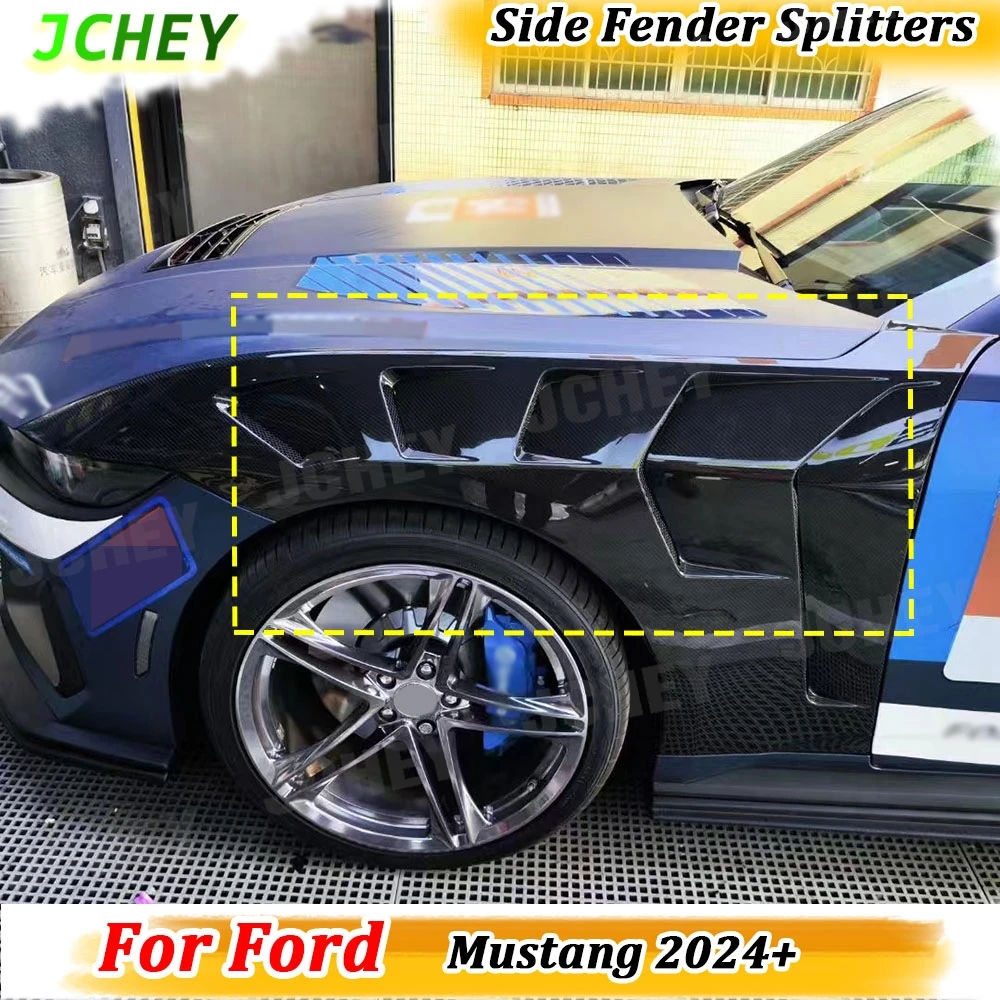 

JCHEY сухой автомобильный бампер из углеродного волокна для Ford Mustang 2024+, модернизация, сменные отверстия, листовая пластина, комплект кузова FRP