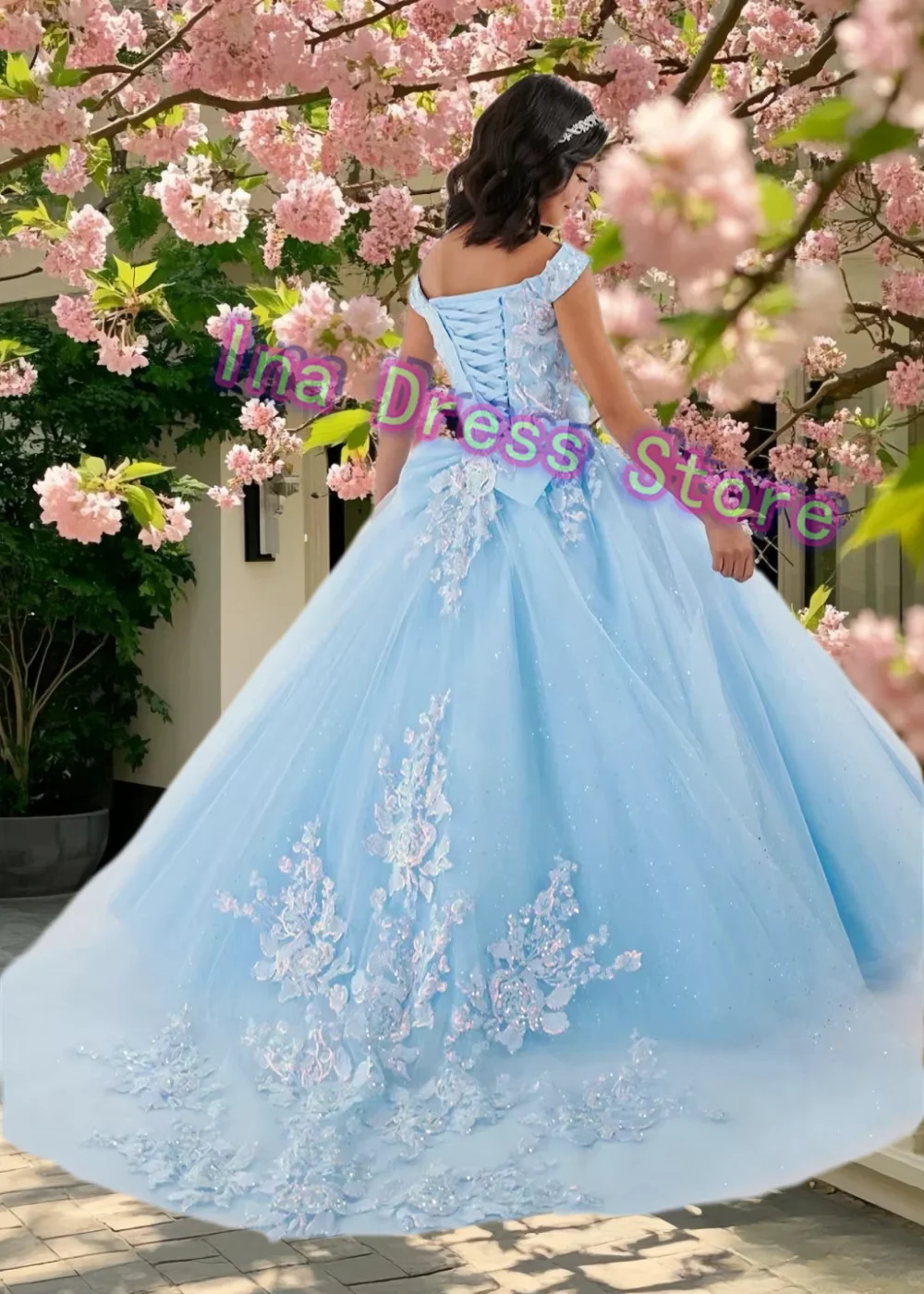 

Blue Flower Girl Dress Tulle Fluffy With Exquisite Sequin Applique For Wedding Ball Dresses Kids Birthday Party Evening Gowns