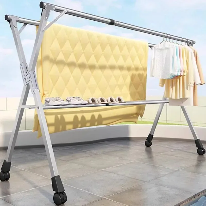 

Stainless Boutique Clothes Rack Floor Hanger Apartments Organizer Coat Hanger Hotel Space Saving Perchero Para Ropa Furniture